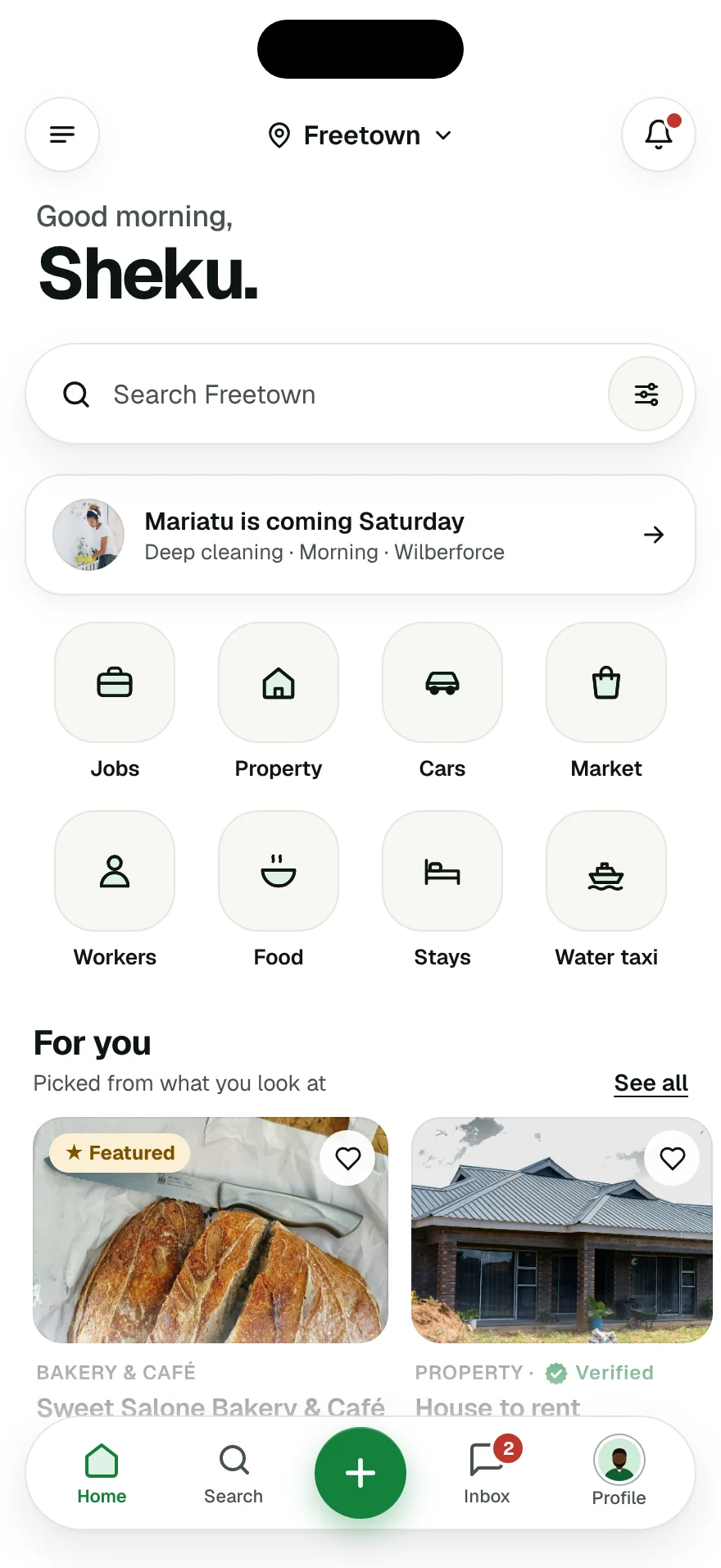 SaloneConnect home screen